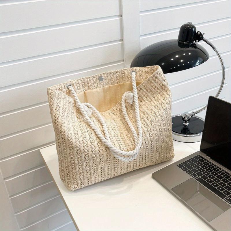Large Capacity Straw Tote Bag Minimalist Handbag