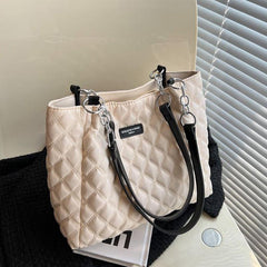 Women's Quilted Shoulder Bag Large Capacity Tote Bag for Commuting