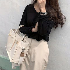 Large Capacity Canvas Tote Bag Minimalist Shoulder Bag