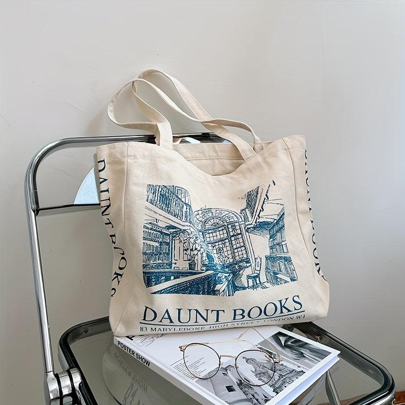 Vintage Flowers Print Canvas Bag Lightweight Shoulder Bag