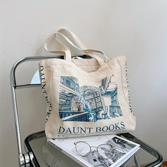 Vintage Flowers Print Canvas Bag Lightweight Shoulder Bag
