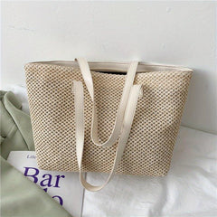 Boho Style Straw Woven Beach Bag Large Capacity Tote Shoulder Bag