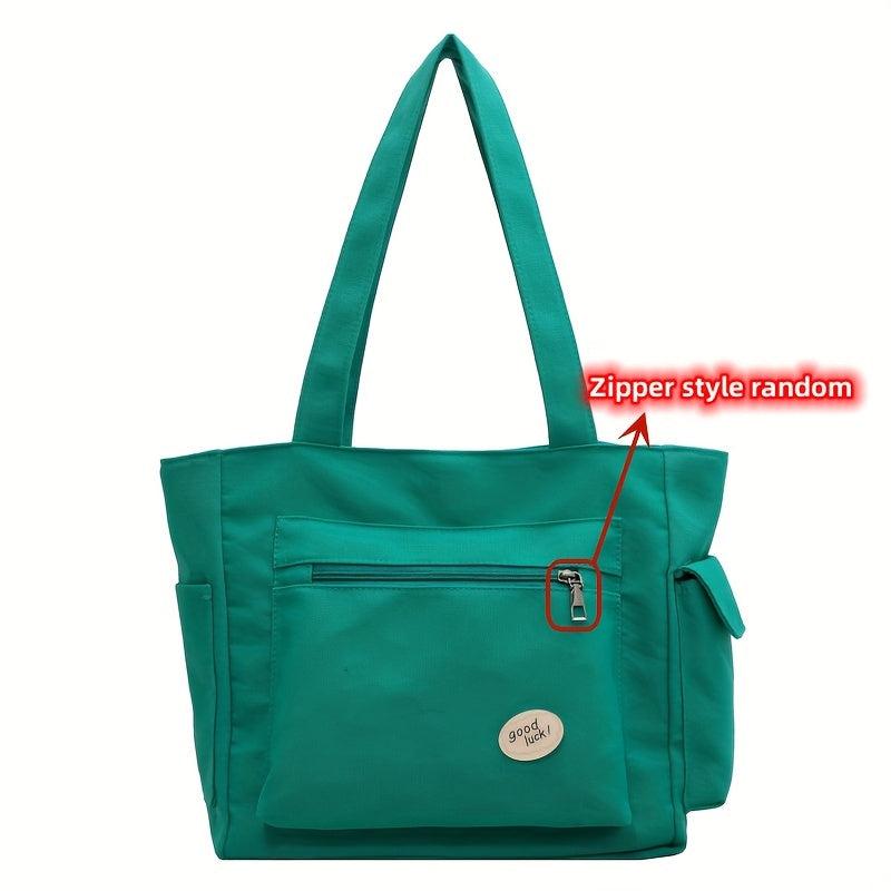 Large Canvas Tote Bag with Pockets Lightweight Shoulder Bag