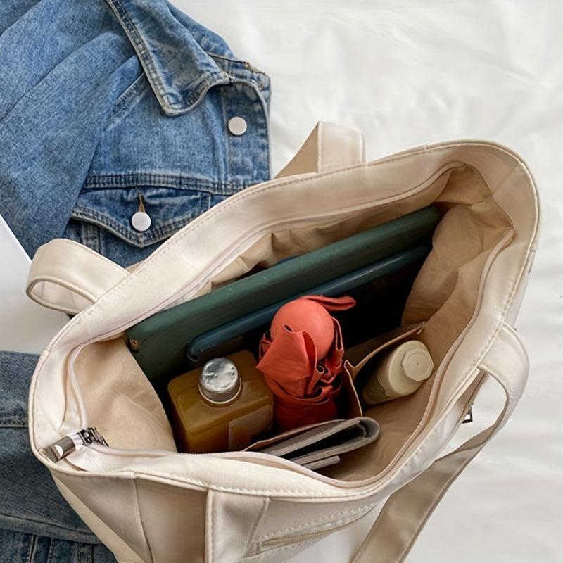 Large Canvas Tote Bag with Pockets Lightweight Shoulder Bag