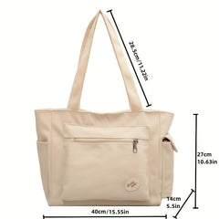 Large Canvas Tote Bag with Pockets Lightweight Shoulder Bag
