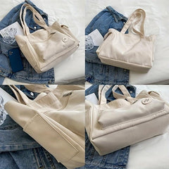 Large Canvas Tote Bag with Pockets Lightweight Shoulder Bag