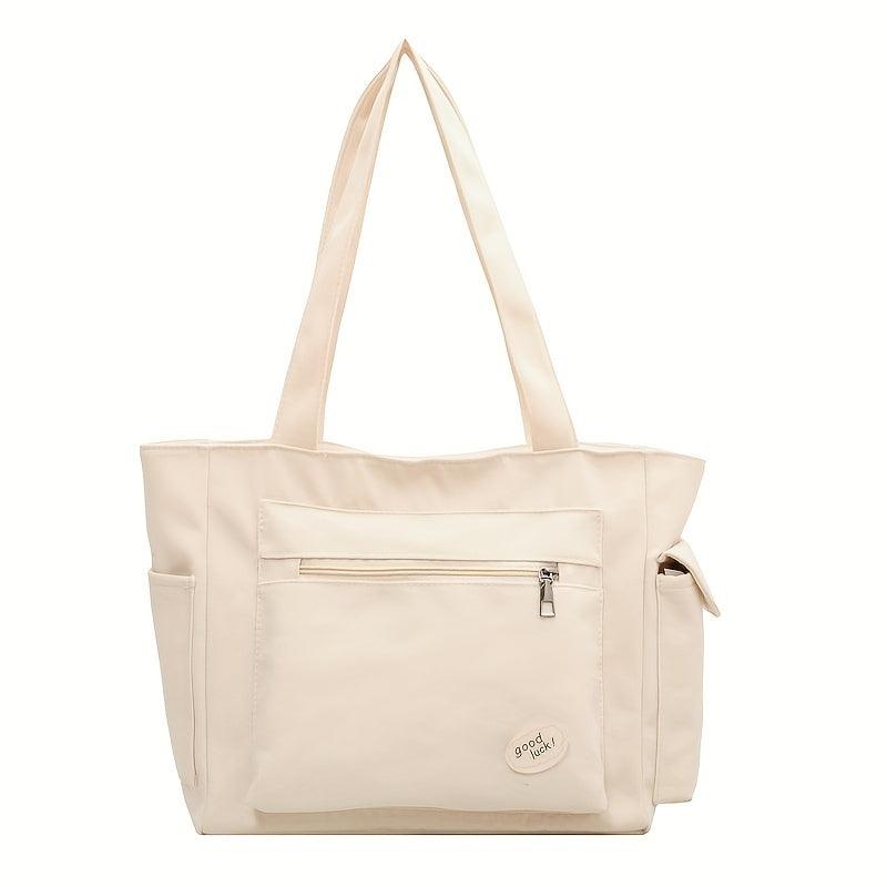 Large Canvas Tote Bag with Pockets Lightweight Shoulder Bag