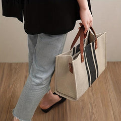 Colorblock Tote Bag Lightweight All Match Storage Bag Women's Travel Beach Bag