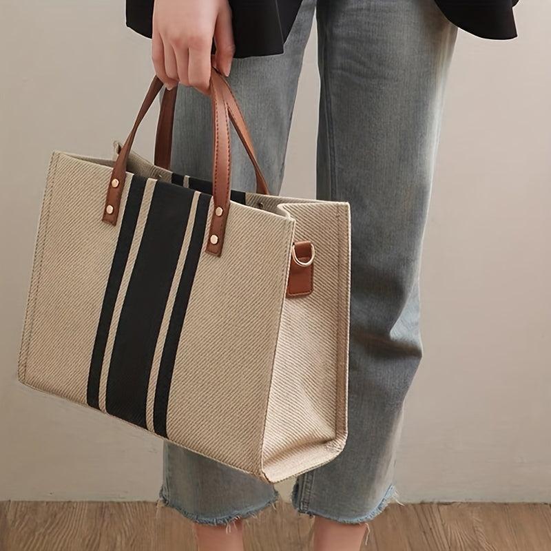 Colorblock Tote Bag Lightweight All Match Storage Bag Women's Travel Beach Bag