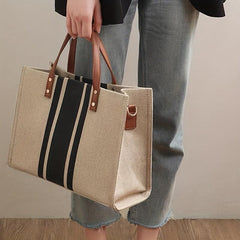 Colorblock Tote Bag Lightweight All Match Storage Bag Women's Travel Beach Bag