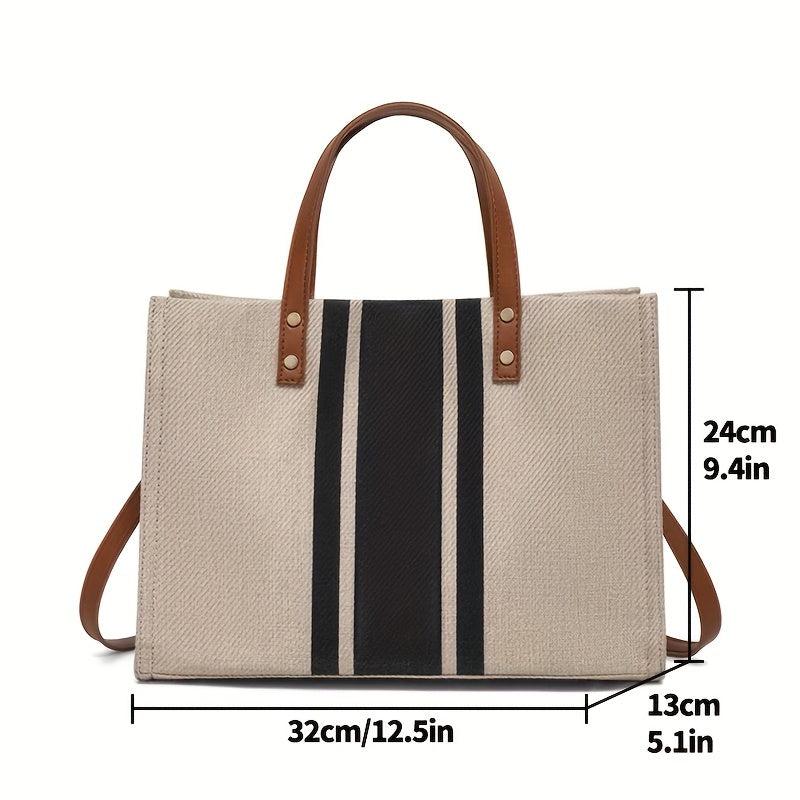 Colorblock Tote Bag Lightweight All Match Storage Bag Women's Travel Beach Bag