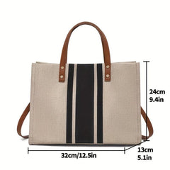 Colorblock Tote Bag Lightweight All Match Storage Bag Women's Travel Beach Bag