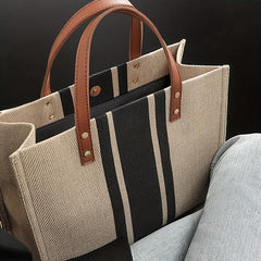Colorblock Tote Bag Lightweight All Match Storage Bag Women's Travel Beach Bag