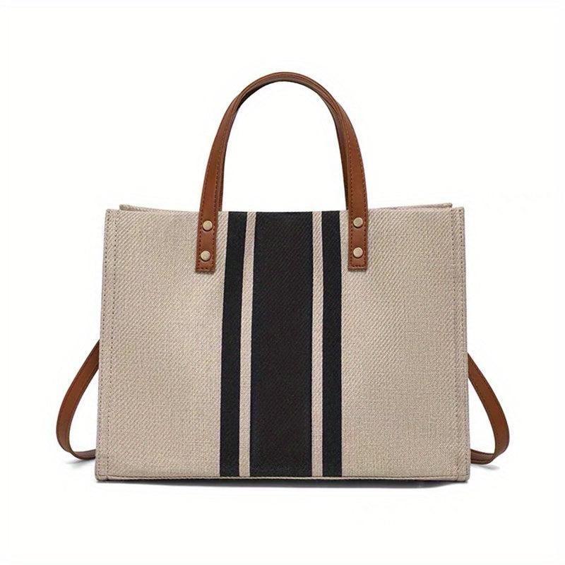 Colorblock Tote Bag Lightweight All Match Storage Bag Women's Travel Beach Bag