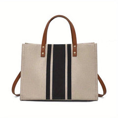 Colorblock Tote Bag Lightweight All Match Storage Bag Women's Travel Beach Bag