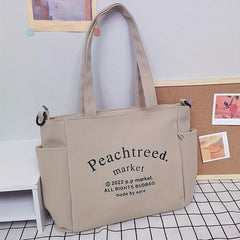 Stylish Canvas Tote Bag with Zipper for School