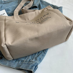 Stylish Canvas Tote Bag with Zipper for School