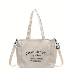 Stylish Canvas Tote Bag with Zipper for School