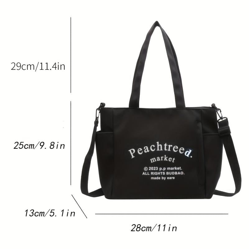 Stylish Canvas Tote Bag with Zipper for School
