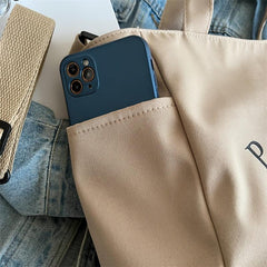 Stylish Canvas Tote Bag with Zipper for School