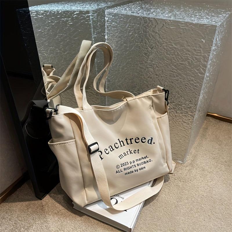 Stylish Canvas Tote Bag with Zipper for School
