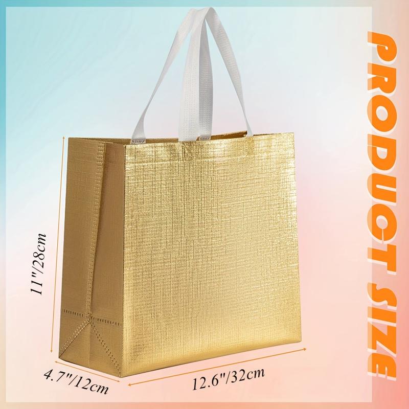 4 PCS Large Golden Gift Bags For Present Birthday Party Wedding Reusable