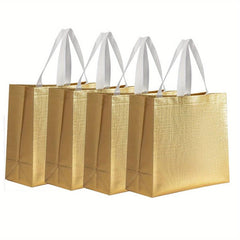 4 PCS Large Golden Gift Bags For Present Birthday Party Wedding Reusable