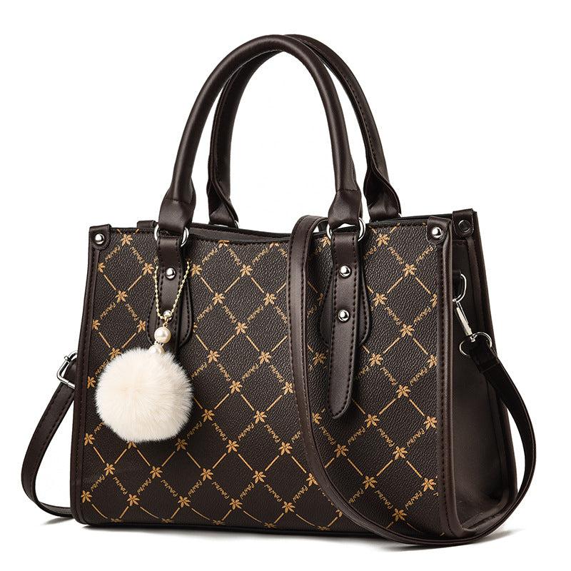 Colorblock Leaves Print Tote Bag Crossbody Satchel Purse