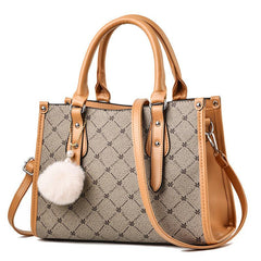 Colorblock Leaves Print Tote Bag Crossbody Satchel Purse