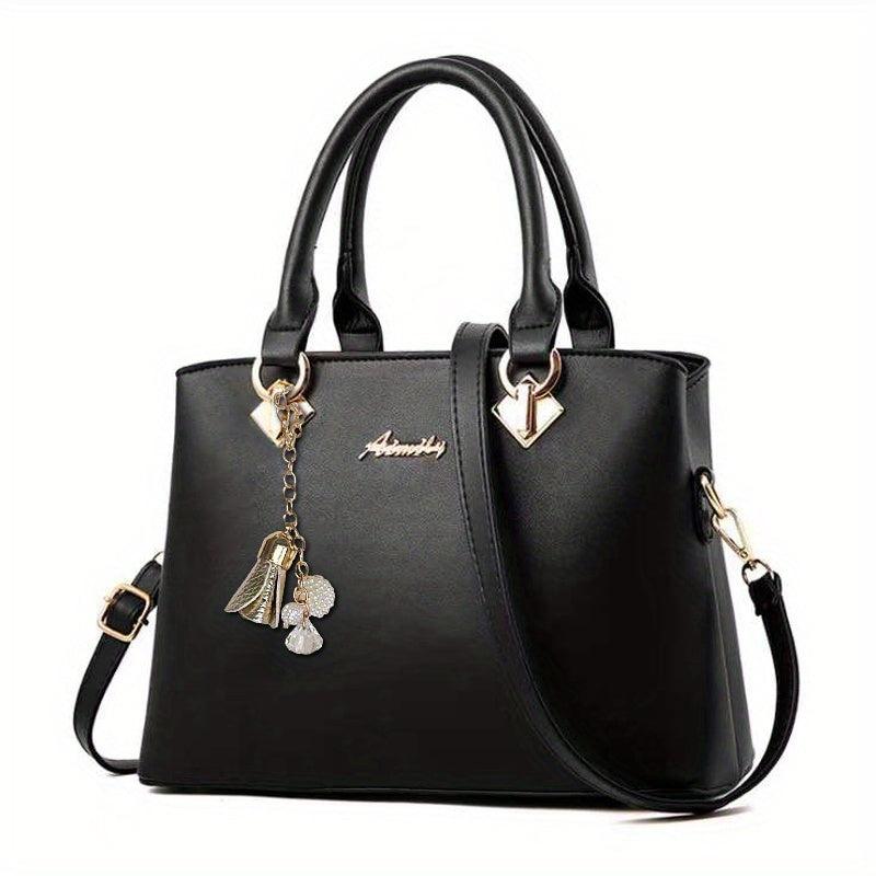 Letter Decor Large Tote Bag Crossbody Handbag
