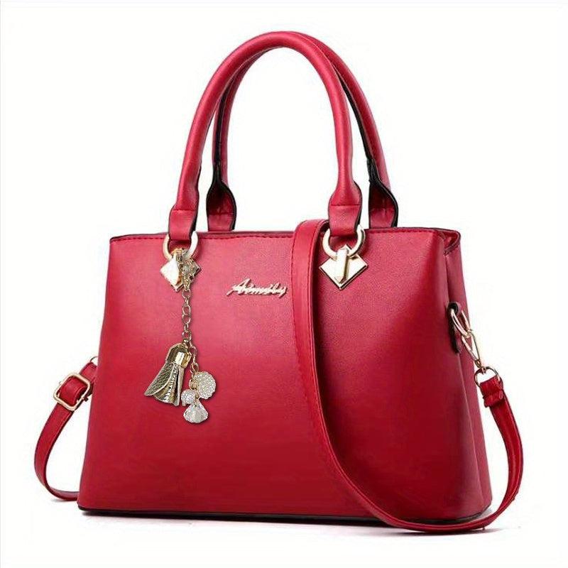 Letter Decor Large Tote Bag Crossbody Handbag