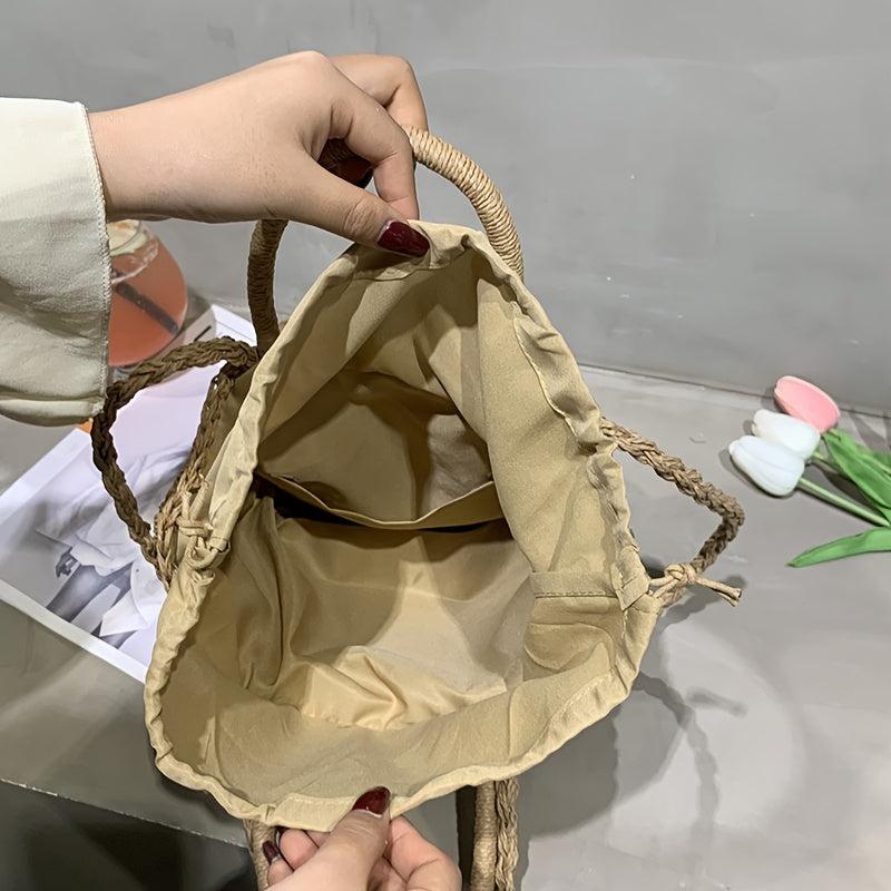 Stylish Braided Tote Bag with Ribbon Decor