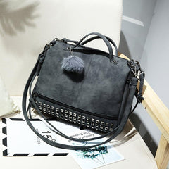 Studded Decor Tote Bag Faux Leather Shoulder Bag Women's Zipper Purse