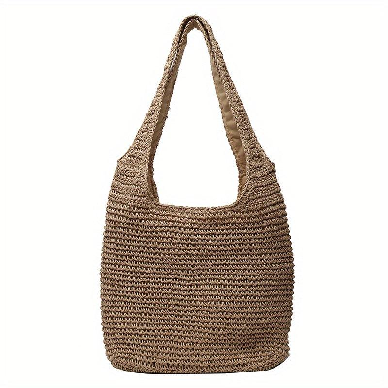Large Capacity Straw Tote Bag Minimalist Summer Shoulder Bag All Match Woven Bag
