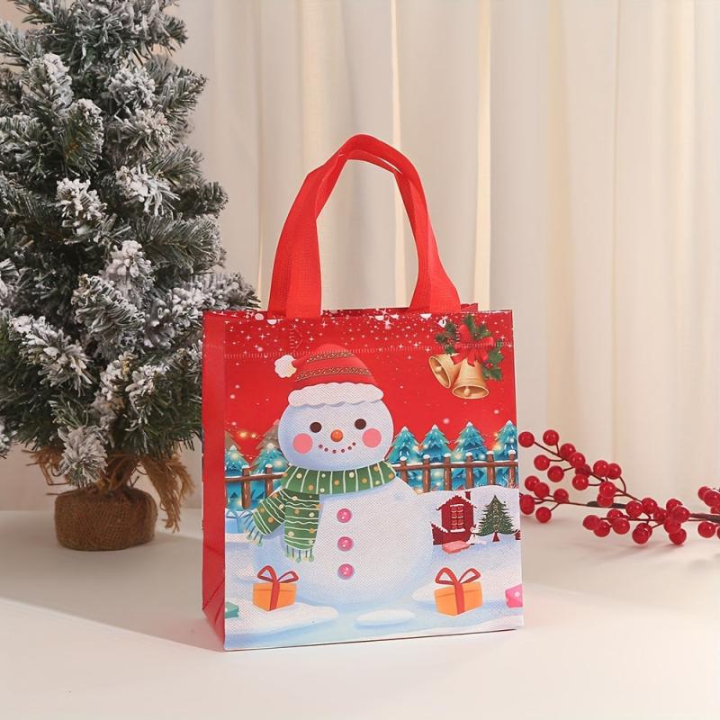 4PCS Christmas Gift Bags Reusable Storage Bags With Handles Non Woven