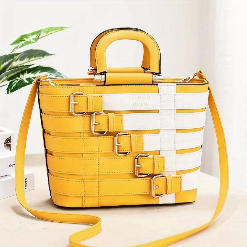 Braided Tote Bag PU Leather Crossbody Bag Women's Work Purse