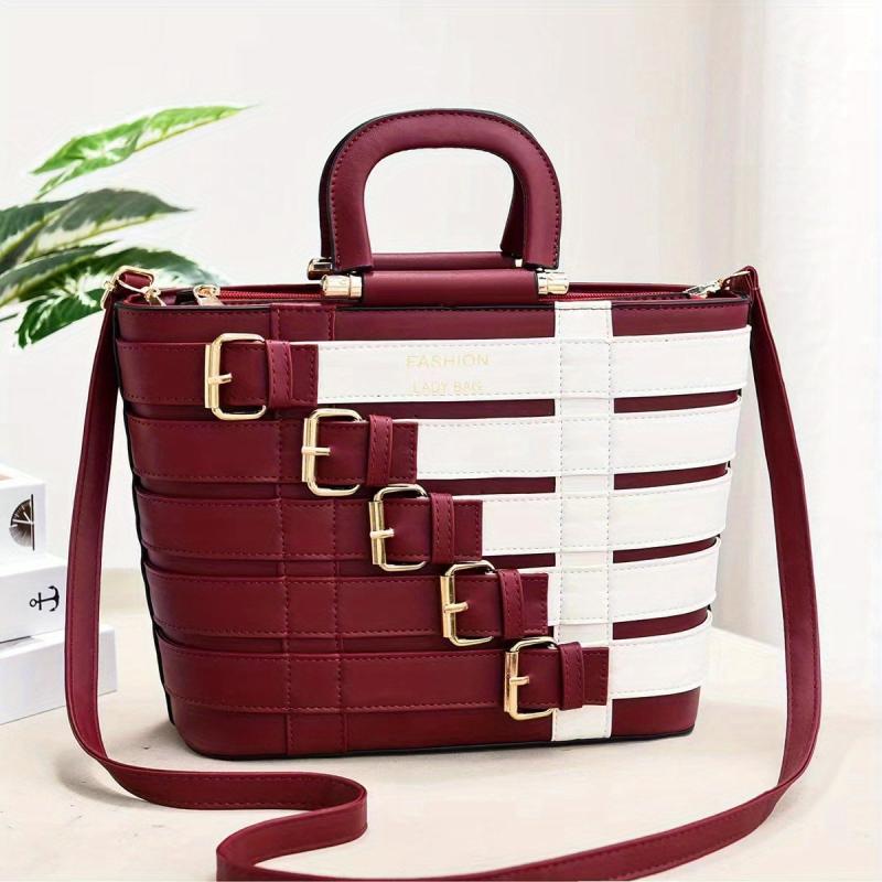 Braided Tote Bag PU Leather Crossbody Bag Women's Work Purse