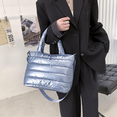 Quilted Puffer Tote Bag Large Capacity Shoulder Handbag Purse
