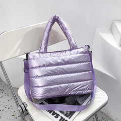 Quilted Puffer Tote Bag Large Capacity Shoulder Handbag Purse