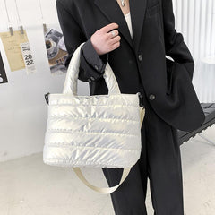 Quilted Puffer Tote Bag Large Capacity Shoulder Handbag Purse