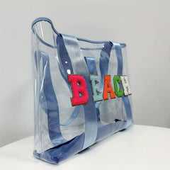 Chenille Letter Embroidery Tote Bag PVC Shoulder Beach Bag