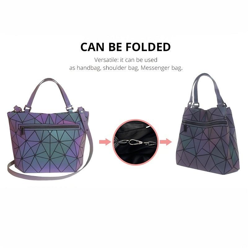 Geometric Tassel Top Handle Bag Holographic Shoulder Messenger Bag