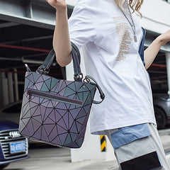 Geometric Tassel Top Handle Bag Holographic Shoulder Messenger Bag