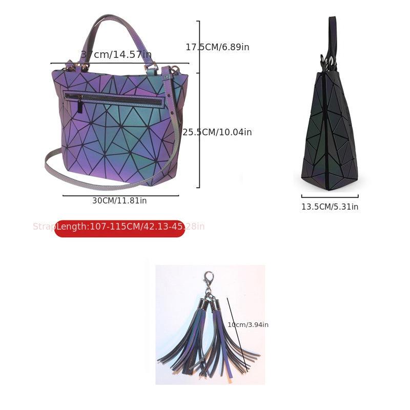Geometric Tassel Top Handle Bag Holographic Shoulder Messenger Bag