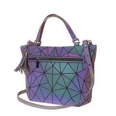 Geometric Tassel Top Handle Bag Holographic Shoulder Messenger Bag