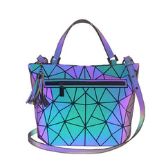Geometric Tassel Top Handle Bag Holographic Shoulder Messenger Bag