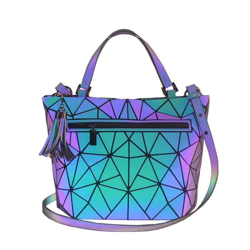 Geometric Tassel Top Handle Bag Holographic Shoulder Messenger Bag