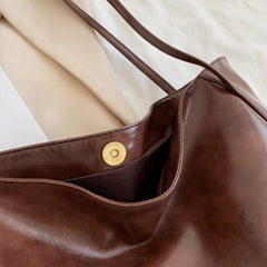 Women's Minimalist Tote Bag Large Capacity Shoulder Bag For Work Faux Leather