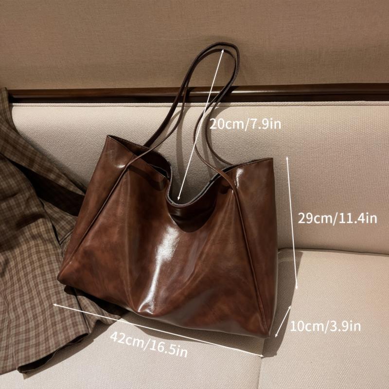 Women's Minimalist Tote Bag Large Capacity Shoulder Bag For Work Faux Leather