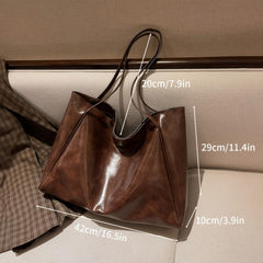 Women's Minimalist Tote Bag Large Capacity Shoulder Bag For Work Faux Leather